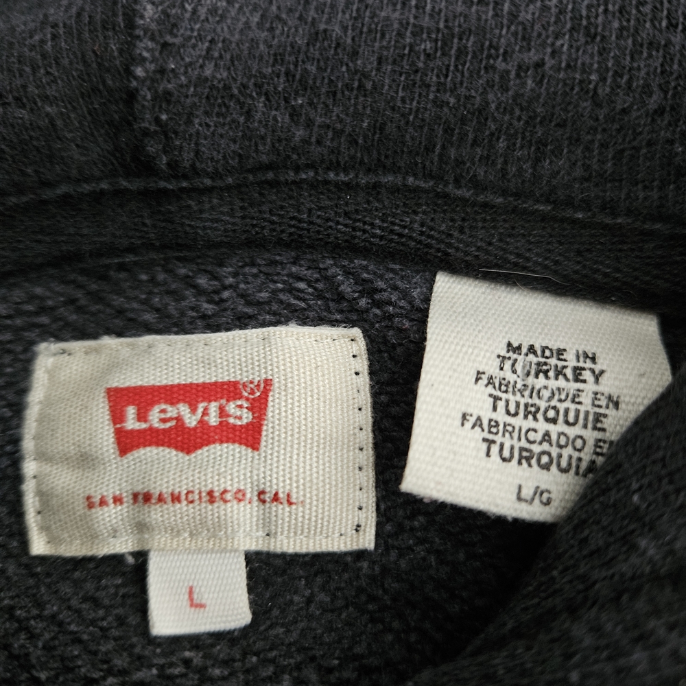 Levi's Black Hoodie Mens Large Spellout Box Logo Sweatshirt - Picture 5 of 6